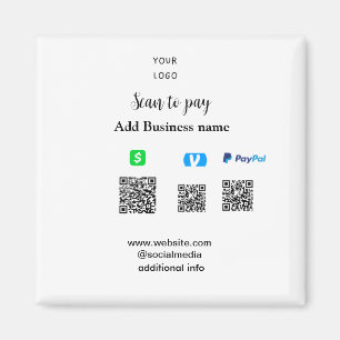 Imán Paypal Cashapp venmo escanear para pagar QR agrega