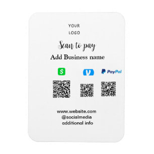 Imán Paypal Cashapp venmo escanear para pagar QR agrega