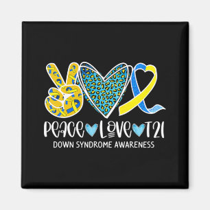 Imán Paz Amor Cure Blue & Yellow Ribbon Down Syndrome