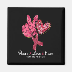 Imán Paz Amor Cure Burgundy Ribbon Sickle Cell Awaren