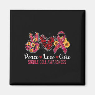 Imán Paz Amor Cure Burgundy Ribbon Sickle Cell Awaren