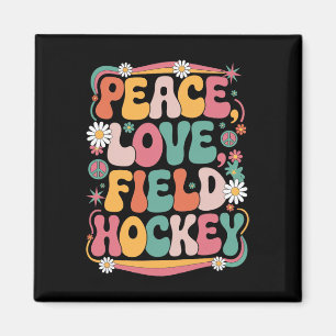 Imán Paz Amor Hockey sobre Césped 70s Hippie Retro Hock