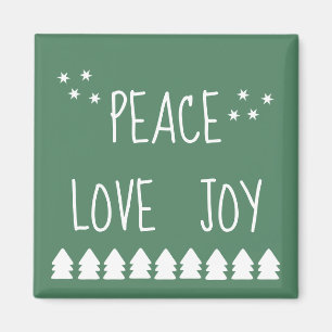 Imán Paz Amor Joy Guión Árboles blancos Estrellas Verde