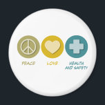 Imán Paz Amor Salud y Seguridad<br><div class="desc">La paz ama la salud y la seguridad. Obtén este divertido y pacífico diseño con tu hobby,  ocupación u obsesión con grandes camisetas,  pegatinas y mucho más. ¡También hacen grandes regalos!</div>