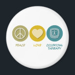 Imán Paz Amor Terapia Ocupacional<br><div class="desc">La Paz Ama La Terapia Ocupacional. Obtén este divertido y pacífico diseño con tu hobby,  ocupación u obsesión con grandes camisetas,  pegatinas y mucho más. ¡También hacen grandes regalos!</div>