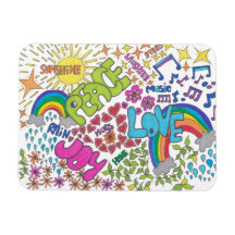 Paz, amor y alegría estilo retro de los años 60