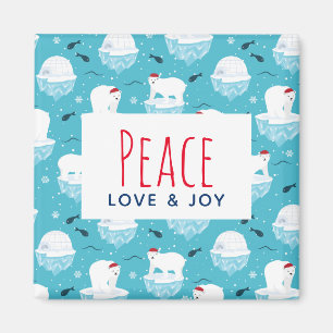 Imán Paz, amor y alegría Navidades osos polares