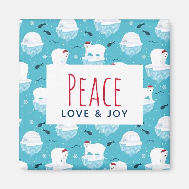 Imán Paz, amor y alegría Navidades osos polares (Frente)