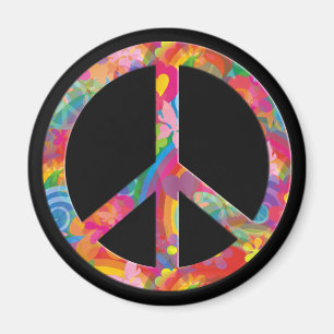 Imán Paz del poder de las flores   negro