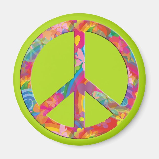 Imán Paz del poder de las flores | verde claro (Frente)