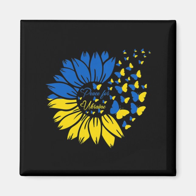 Imán Paz Para Ucrania La Mariposa Ucraniana Girasol (Frente)