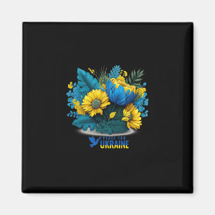 Imán Paz para Ucrania - Ramo de flores azules y amarill