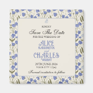 Imán Pea dulce Floral Azul y Crema