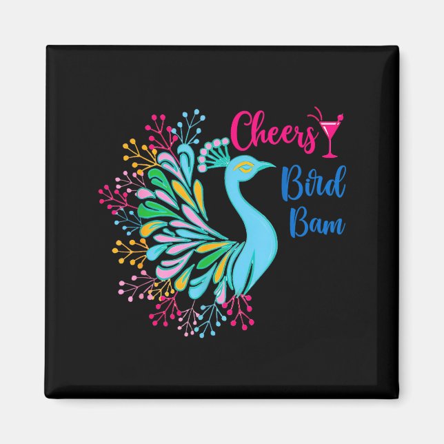 Imán Pea Mahjong Cheers Bird Bam Chinese Mah Jong Wine  (Frente)