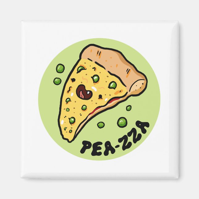 Imán Pea-zza Cute Pizza Vegetable Pun Magnet (Frente)