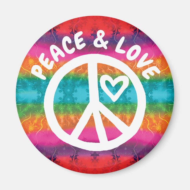 Imán Peace and Love Tie Dye Stripes (Frente)