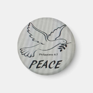 Imán Peace Dove Button with scripture