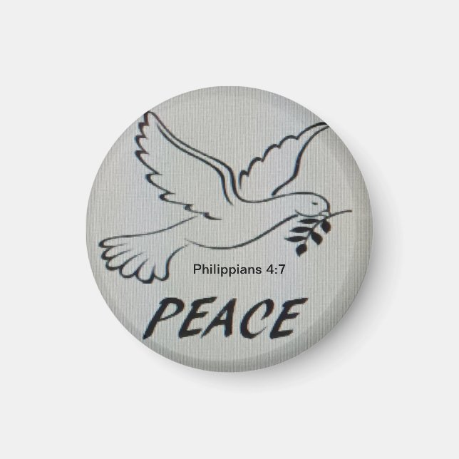 Imán Peace Dove Button with scripture (Frente)