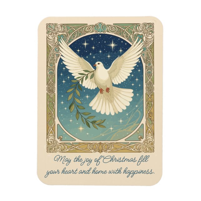 Imán Peace Dove With Olive Sprig Decor  (Vertical)