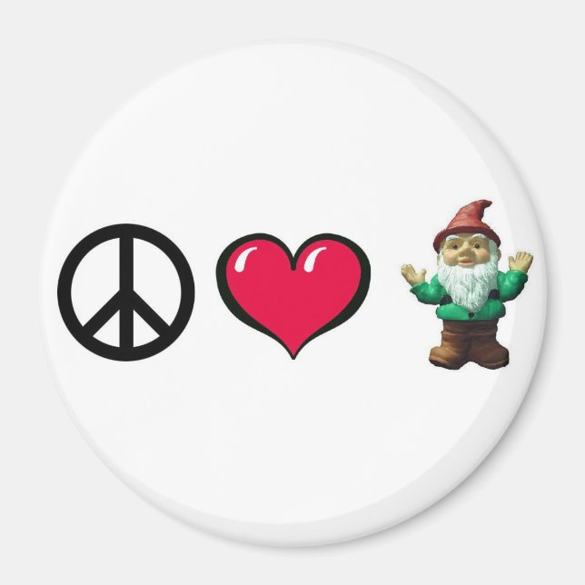 Imán Peace Heart Gnome Fridge Magnet (Frente)
