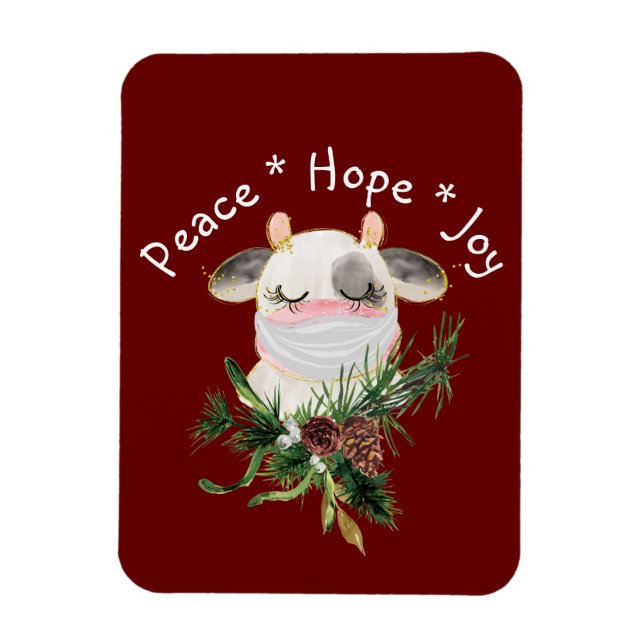 Imán Peace Hope Joy Joy Cow Enmascarada (Vertical)