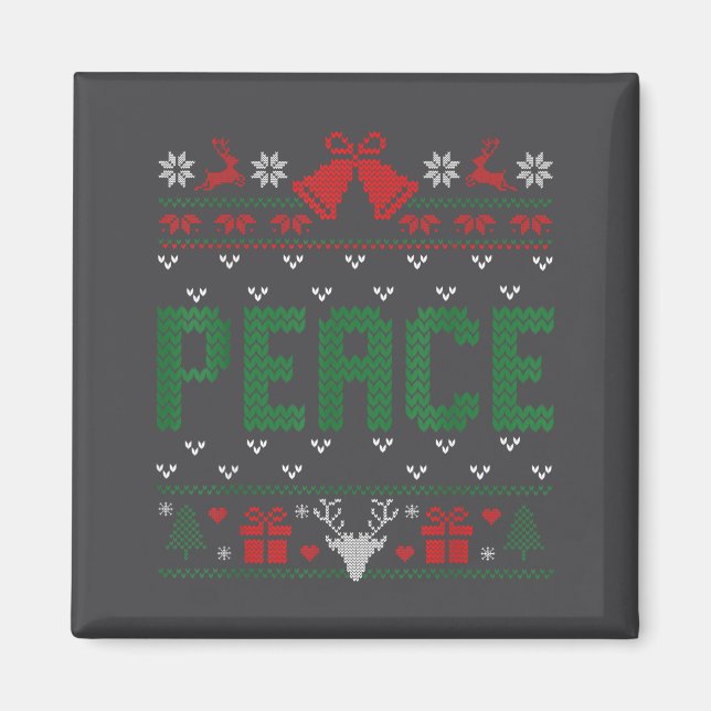 Imán Peace I Come In Peace Couple Matching Ugly Christm (Frente)
