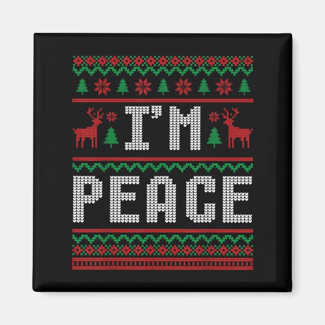Imán Peace I Come In Peace Couple Matching Ugly Christm (Frente)