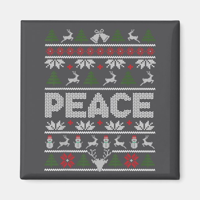 Imán Peace I Come In Peace Couple Matching Ugly Christm (Frente)