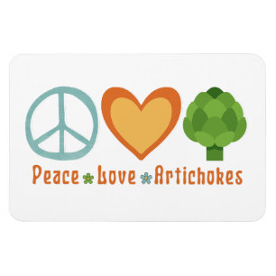 Imán Peace Love Artichokes Vegan Veggie Hippie Foodie