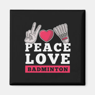 Imán Peace Love Badminton Player Hearttle Shuttle Sport