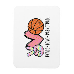 Imán Peace Love Basketball Heart for Women Adolescentes