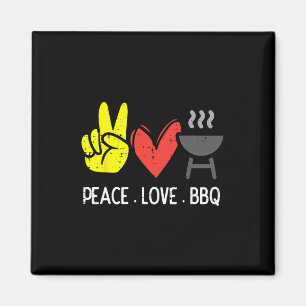 Imán Peace Love Bbq Retro Byrbecue Meat Grilling Men Wo