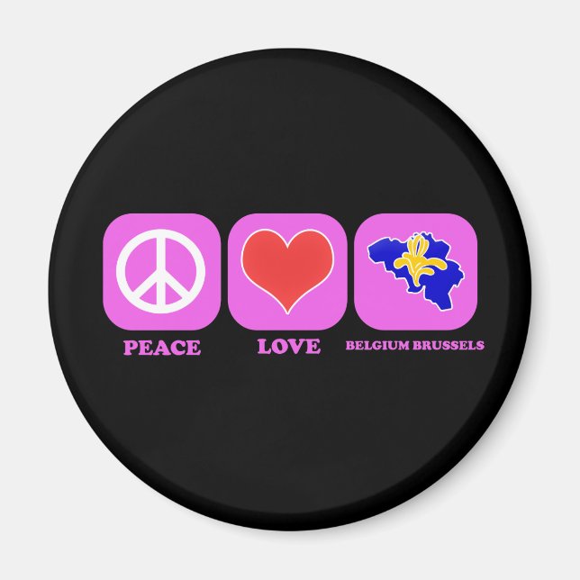Imán Peace Love Belgium Bruselas (Frente)