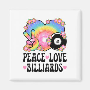 Imán Peace Love Billiards Lover 60s 70s Hippie Set B