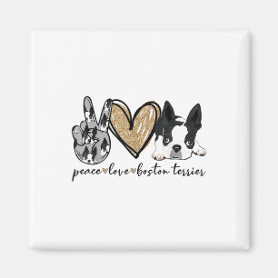 Imán Peace Love Boston Terrier Funny Boston Terrier Lov