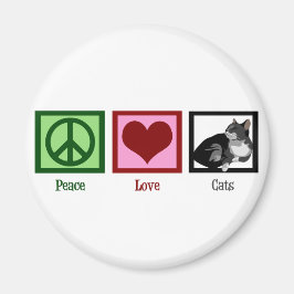 Imán Peace Love Cats Cute