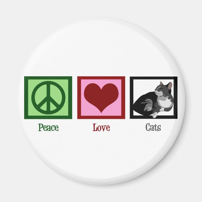 Imán Peace Love Cats Cute (Frente)