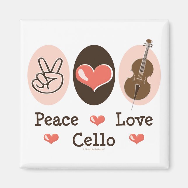 Imán Peace Love Cello Magnet (Frente)