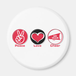 Imán Peace Love Cheer Red