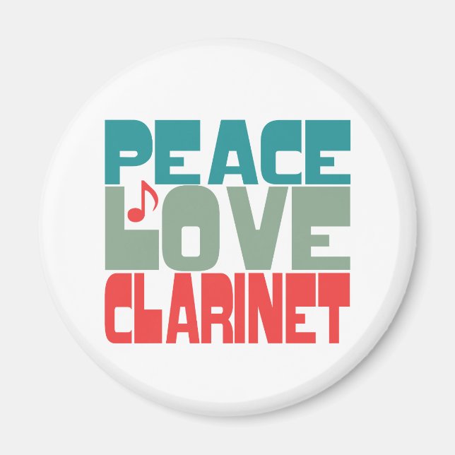 Imán Peace Love Clarinet (Frente)