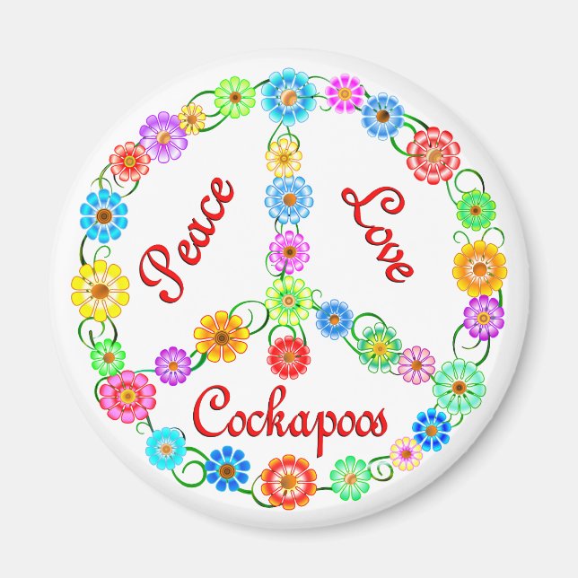 Imán Peace Love Cockapoos (Frente)