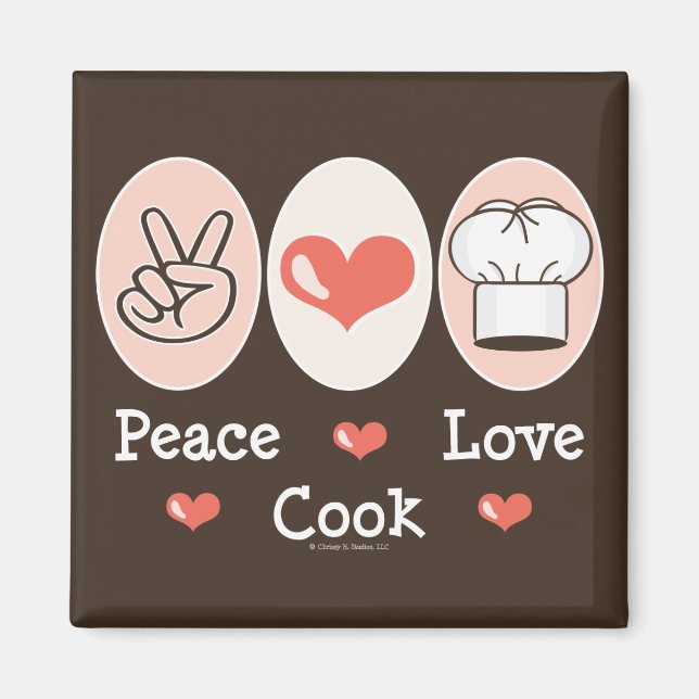 Imán Peace Love Cook Magnet (Frente)