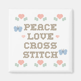 Imán Peace Love Cross Stitch Magnet