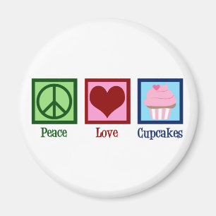 Imán Peace Love Cupcakes Cupcakes Cute Baker
