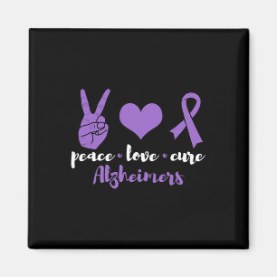 Imán Peace Love Cure Alzheimers Awareness Family Warrio