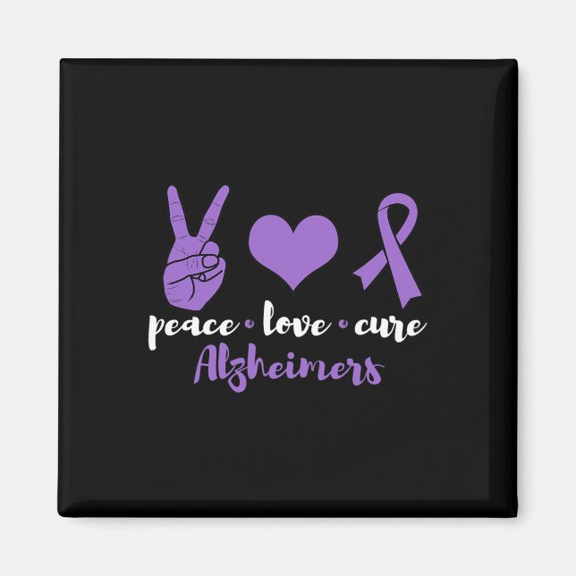 Imán Peace Love Cure Alzheimers Awareness Family Warrio (Frente)