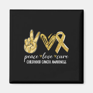 Imán Peace Love Cure Children Canchood Awareness Gold R