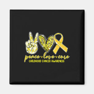 Imán Peace Love Cure Children Canchood Awareness Leopar