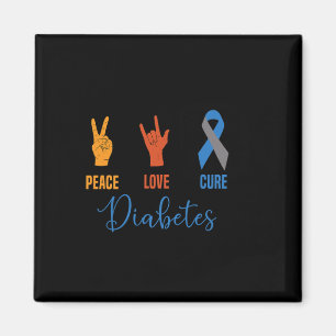 Imán Peace Love Cure Gray Blue Ribbon Type 1 Vintage Di