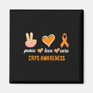 Imán Peace Love Cure Naranja Ribbon Rsd Crps Conciencia